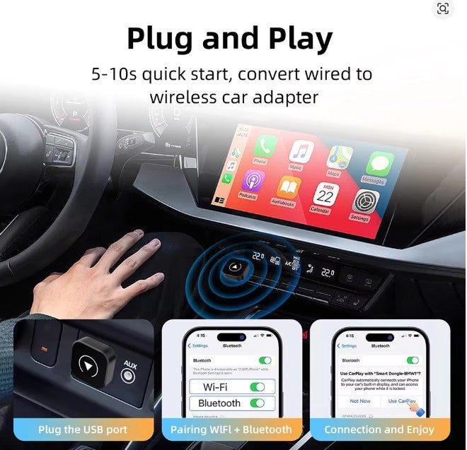 Wireless USB CarPlay & Android Auto