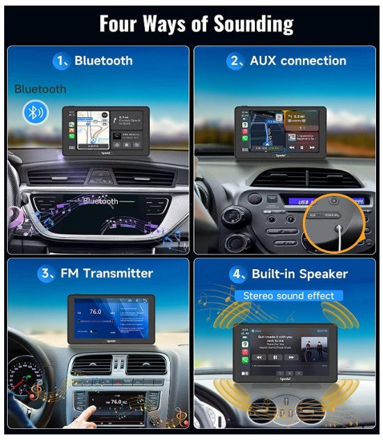 Portable Car Stereo with Wireless CarPlay & Andriod Auto, 7" Touchscreen